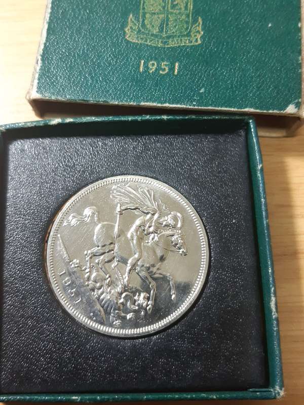 GREAT BRITAIN 1951 5 SHILLINGS FESTIVAL OF BRITAIN - UNC IN ORIGINAL CASE WITH CERTIFICATE
