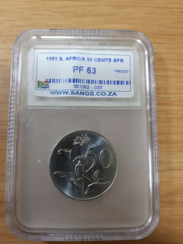 SUID AFRIKA 50 CENTS 1965 PF 63 SANGS - AFRIKAANS LEGEND