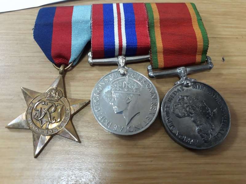 SOUTH AFRICA WWII TRIO MERCHANT NAVY MOUNTED AS WORN 70606 P. WINIK