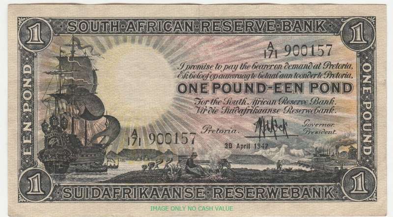 SOUTH AFRICA POUND DE KOCK FIRST ISSUE 30 APRIL 1947- A171 900157