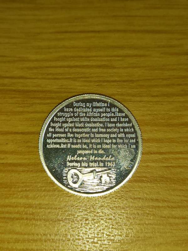 ROBBEN ISLAND 2002 .999 SILVER MANDELA RIVONIA TRIAL SPEECH MEDALLION/COIN
