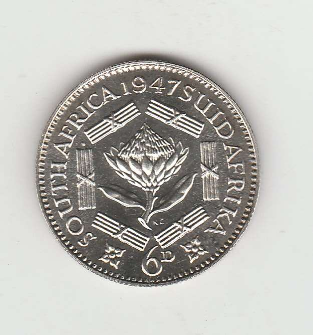 SOUTH AFRICA 6 PENCE 1947 PROOF