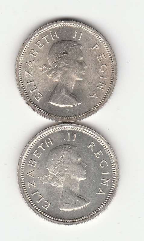 SOUTH AFRICA 1 SHILLING 1954 & 1956 AUNC - UNC