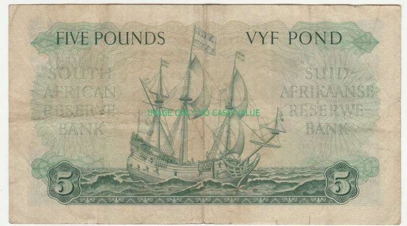 SOUTH AFRICA 5 POUNDS 19 APRIL 1952 DE KOCK