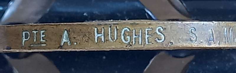 SOUTH AFRICA WWI BILINGUAL VICTORY MEDAL PTE A. HUGHES  S.A.M.C.C