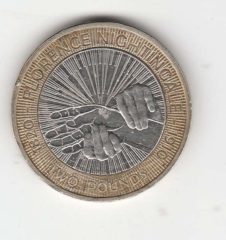GREAT BRITAIN 2 POUNDS FLORENCE NIGHTINGALE BIMETAL 2010