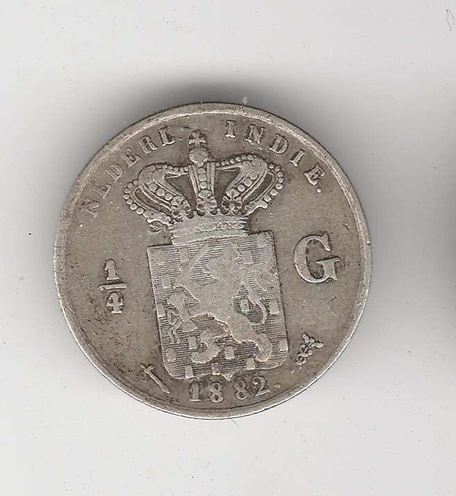 NETHERLANDS EAST INDIES 1/4 GULDEN 1882 VF=$30