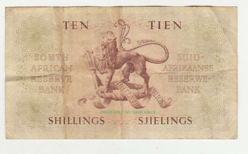 SOUTH AFRICA 10 SHILLINGS 20.12.56  A134 755086