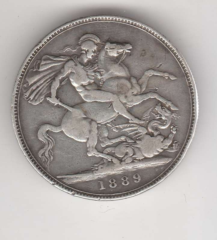 GREAT BRITAIN CROWN SILVER .925 VICTORIA 1889