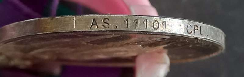 ARMY GS MEDAL  PALESTINE 1945-48 SILVER A.S. 11101 CPL. J SEHALOHALA  A.P.C