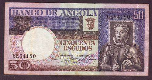 ANGOLA 50 ESCUDOS 10 JUNE 1973 - LEAFS