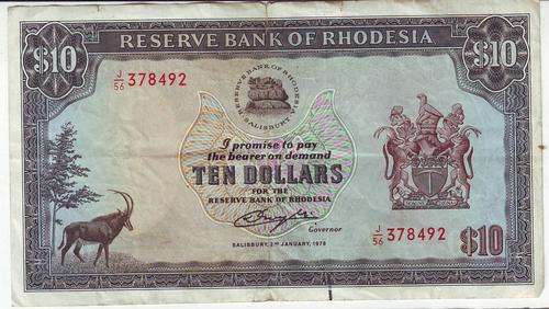 RHODESIA 10 DOLLARS 1979