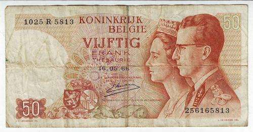 BELGIUM 50 FRANCS 1966 KING AND QUEEN