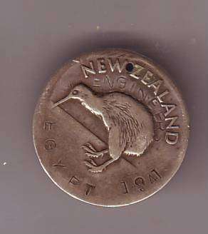 NEW ZEALAND ENGINEERS COIN 1941 EGYPT - (SILVER ENGRAVED COIN)