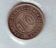 MAURITIUS 10 CENTS 1889 - SILVER