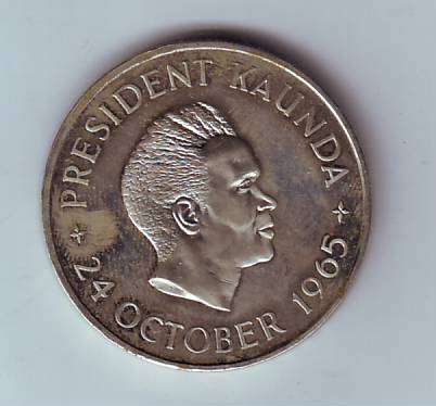 ZAMBIA 5 SHILLINGS PRESIDENT KAUNDA 24 OCTOBER 1965 ANNIVERSARY OF INDEPENDENCE 1965