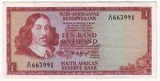 ONE RANDS REPLACEMENT NOTE DE JONGH Z11 663991 - AU