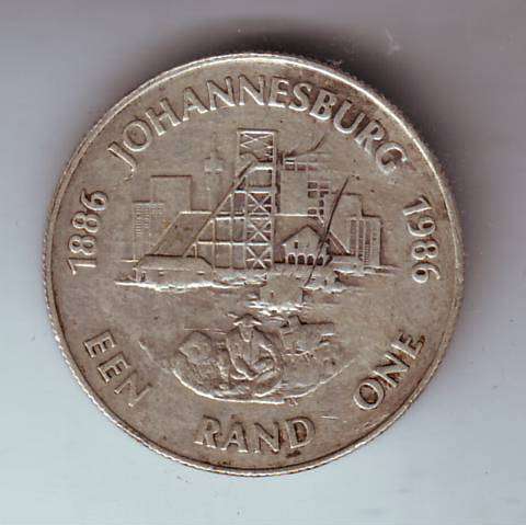 SOUTH AFRICA ONE RAND 1986 MINING