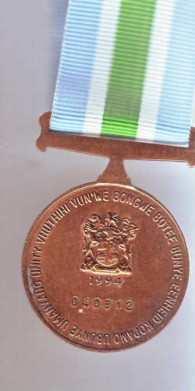 THE UNITY MEDAL FULL SIZE WITH RIBBON - 040312