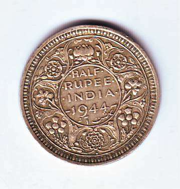 INDIA 1/2 RUPEE 1944