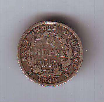 EAST INDIA COMPANY 1/4 RUPEE 1840