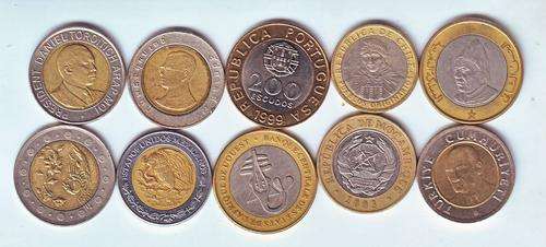 TEN BI-METAL COINS INCLUDES KENYA,MEXICO,TURKEY AND CHILE ETC.