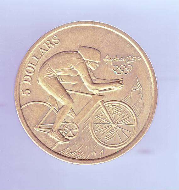 AUSTRALIA 5 DOLLARS SYDNEY OLYMPICS 2000 CYCLING