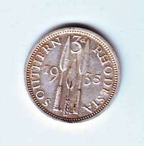 SOUTHERN RHODESIA  3 PENCE 1935