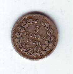 NETHERLANDS 5 CENTS 1850