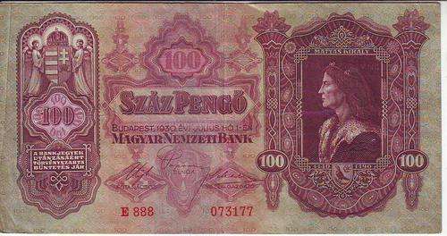 BUDAPEST 100 PENGO 1930 - MATYAS KIRALY
