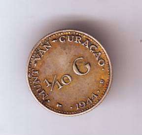 CURACAO 1/10 th GULDER 1944