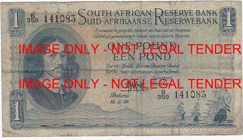 SOUTH AFRICA ONE POUND M.H. DE KOCK 13.2.59 B359 141083