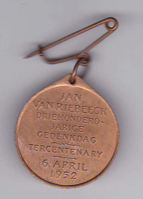 JAN VAN RIEBEECK DRIEHONDERD- JARIGE GEDENKDAG MEDAL