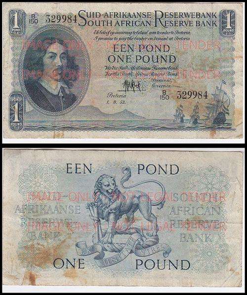 ONE POUND M.H. DE KOCK  THIRD ISSUE 1.9.53 B150 329984