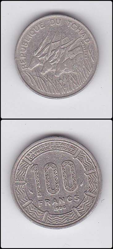 CHAD 100 FRANCS 1990
