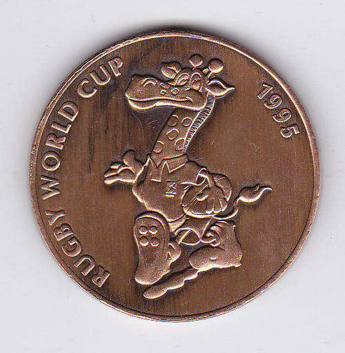 RUGBY WORLD CUP 1995 MEDALLION 38MM - BRASS