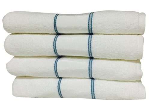 Colibri Pure White Bath Towel - Sea Blue and Grey Detail - LAST STOCK! Bid Now From Only R1!