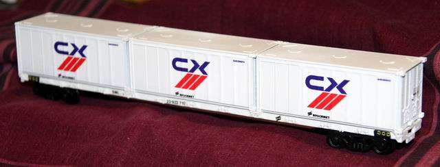 HO scale CMD HobbyLine SML-10 container flat wagon WITH 3 containers
