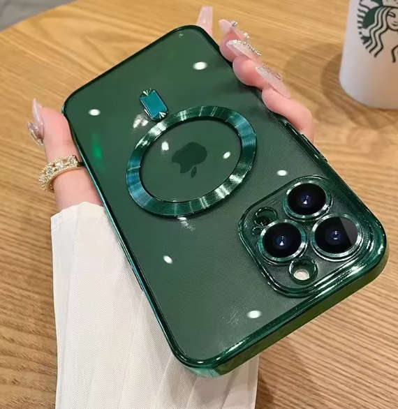 Luxury Transparent Magsafe Cover for iPhone 13 Pro - Green