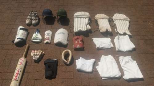 Lot of Cricket Equipment and Cricket Bag