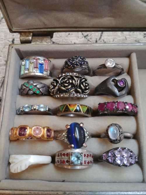 Lovely Collection of 12 Various Rings (Sterling, Aquamarine, Ruby, etc.)