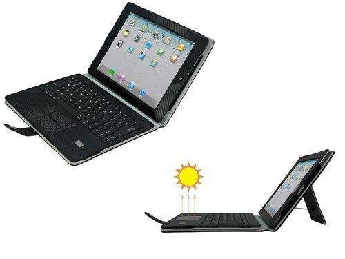iPad 2 iPad 3 Leather Case with Solar Charged Bluetooth Keyboard