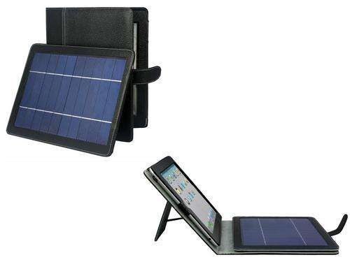 iPad 2 iPad 3 Genuine Leather Case / Pouch with Solar charger Panel
