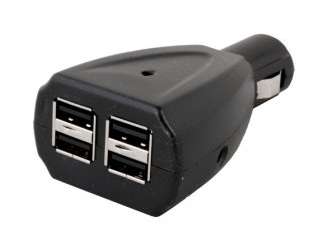 12 Volt Car Charger / Power Adapter with 4 USB Ports - Tablet, Mobile Phone, MP3 Player, GPS Chargin