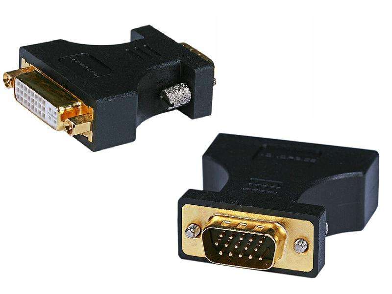 Female Dual Link DVI-A (DVI-I Port) to VGA-HD15 Male Adapter (Gold Plated)