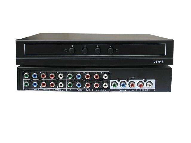 4x1 (4-port) Component Switch / YPbPr Switch / AV Selector Switch with audio passthrough