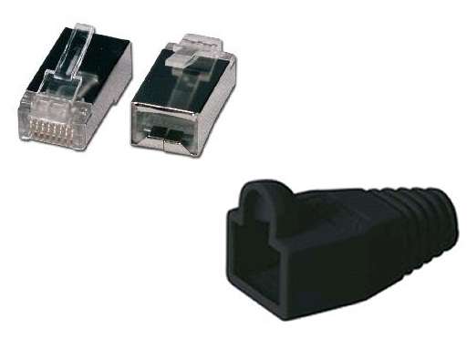 CAT6e / CAT7 Shielded Connector + Boot (Set of 1 x Boot and 1 x RJ45 Connector) 22-24AWG Cable