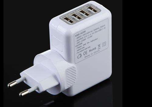 4 Port Power Adapter / 10W USB Charger - White (220~240V SA 2-pin plug)