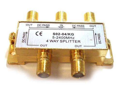 4 Way F-Splitter / RF Splitter With DC Power Pass