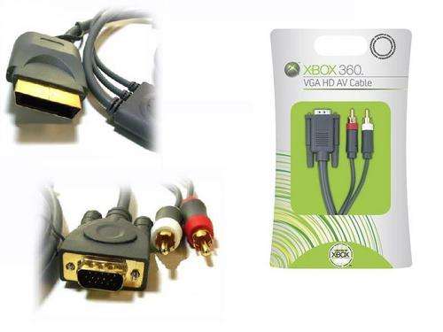 Xbox 360 VGA HD AV Cable with Optical Toslink or Stereo Audio (Gold Plated Connectors) - Boxed